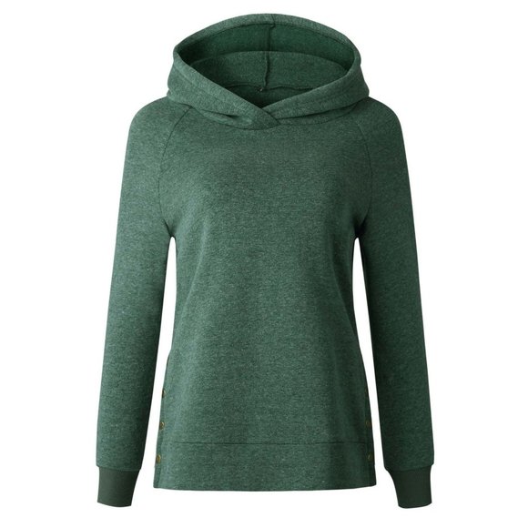 What To Wear Pop Up Boutique Tops - XL Side Button Long Sleeve Hooldie